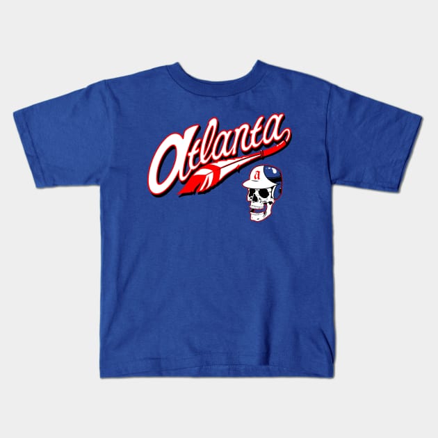 Atlanta Braves retro full script Kids T-Shirt by ThePunkPanther